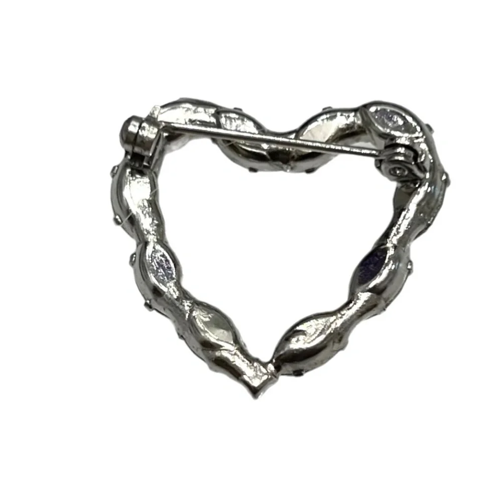 MARQUIS CUT CLEAR CRYSTAL OPEN HEART BROOCH